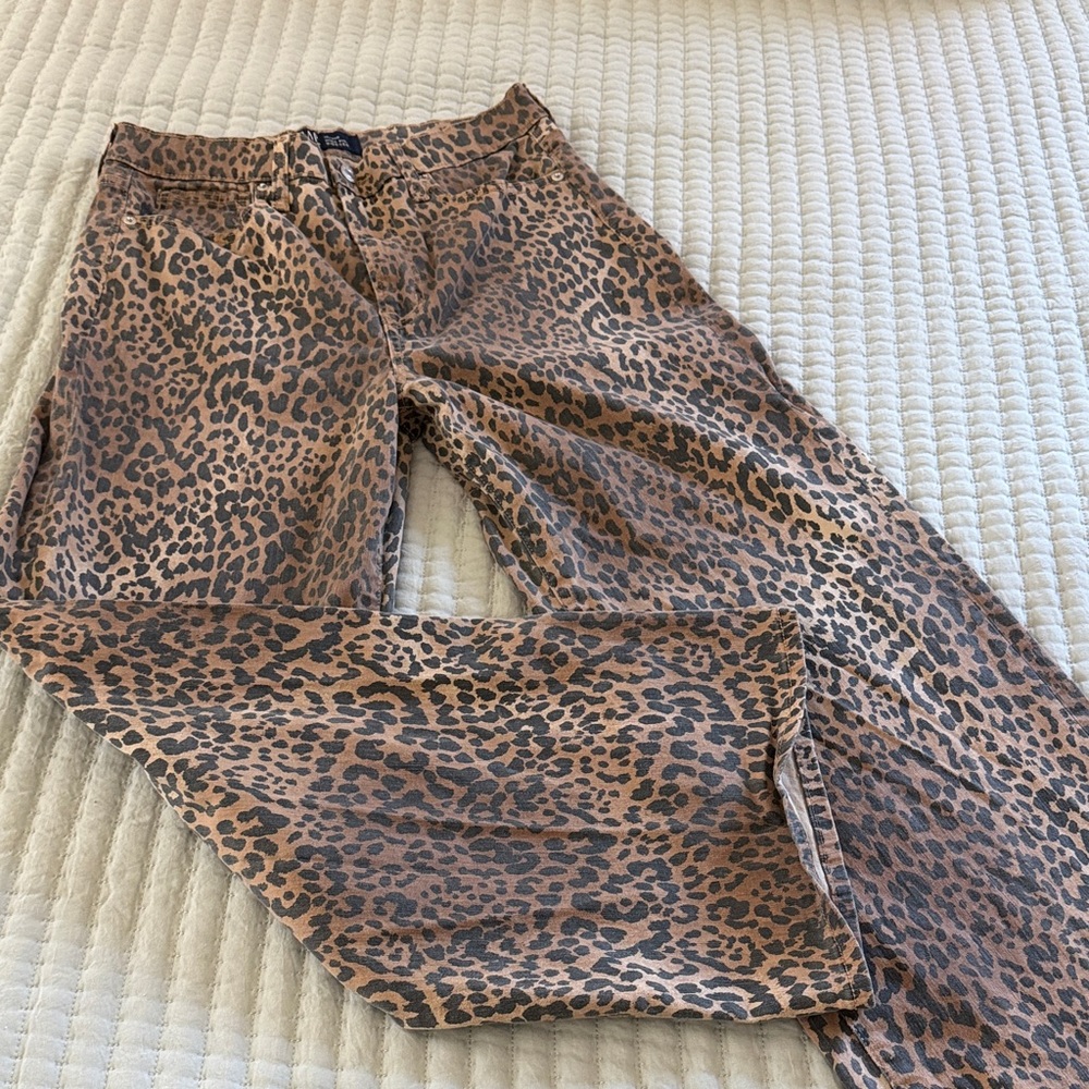 GAP Women's Flare Jeans Leopard Print Brown